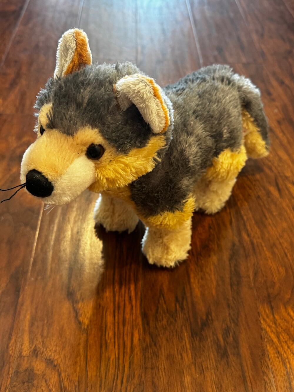 Aurora Plush Timber Wolf Dog Husky Shepard Stuffed Animal Realistic Tan Gray